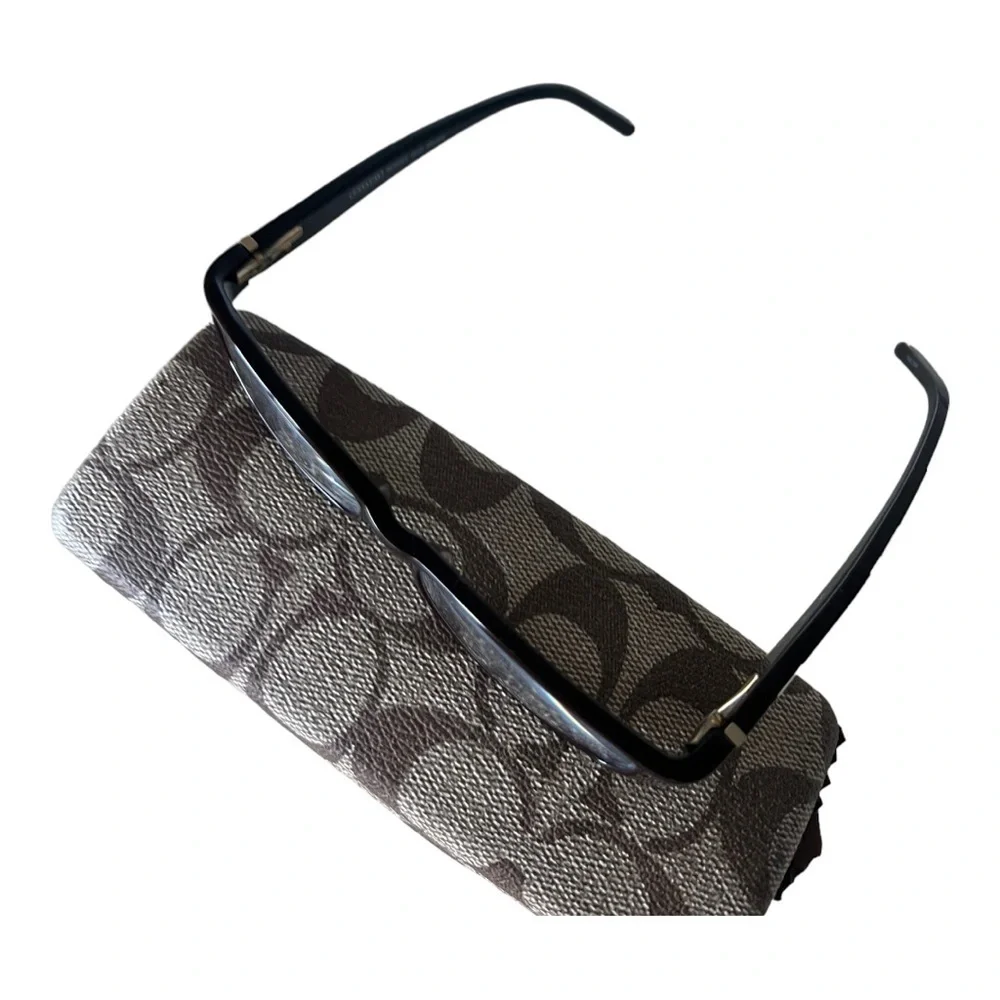 Coach Bernice 844 Ce 130 Brown Rectangle Frame Logo Camouflage Temple EyeGlasses